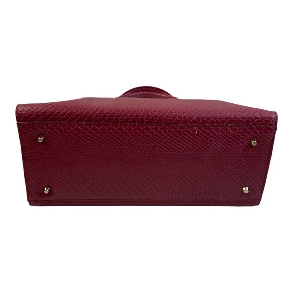 GUNAS NEW YORK Women's HERMIT Burgundy Vegan Leather Double handle Handbag. - Picture 4 of 13